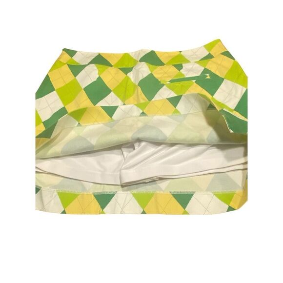 Loudmouth Ladies Yellow Green Argyle Lined Golf Tennis Sport Skort Skirt Wm’s Sz - Picture 3 of 5